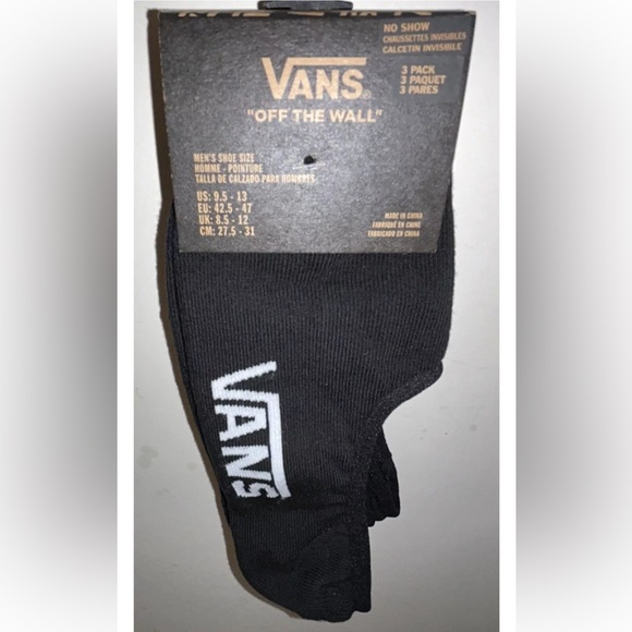 Vans Off The Wall No Show Socks 3 Pair Men 9.5-13 Black w White Logo Skate Ride - Picture 11 of 11